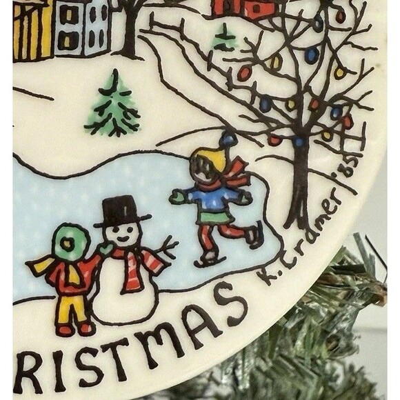 VINTAGE 1985 KATHRYN DESIGNS HAND PAINTED PORCELAIN IOWA CHRISTMAS ORNAMENT - Picture 2 of 4
